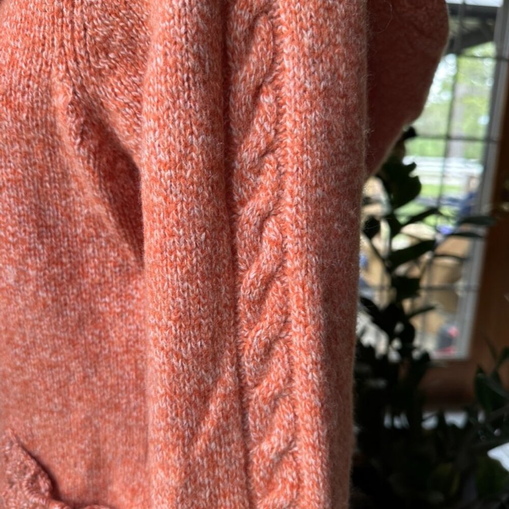 Sleeping On Snow, Anthropologie, Zip Hoodie Sweater, Orange, Crochet Pockets, XL - Picture 7 of 13